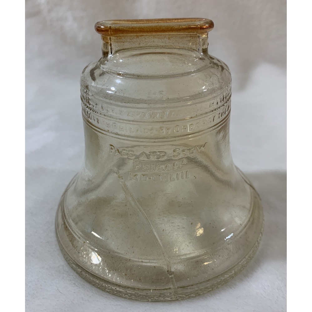 Vintage Liberty Bell Coin‎ Bank 1776 1976 Clear Glass Pass & Stow Philadelphia